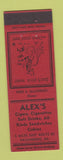 Matchbook Cover - Alex's Cigars Restaurant Cabins Swainsboro GA RED