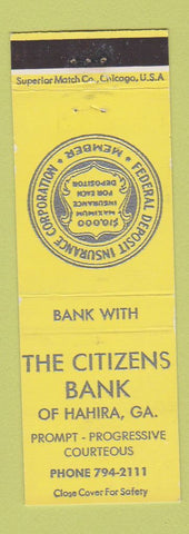 Matchbook Cover - Citizens Bank of Hahira GA