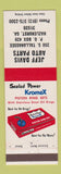 Matchbook Cover - Kromex Piston Ring Set Jeff Davis Hazlehurst GA