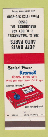 Matchbook Cover - Kromex Piston Ring Set Jeff Davis Hazlehurst GA