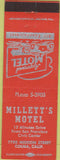 Matchbook Cover - Millett's Motel Colma CA orange