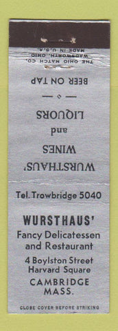 Matchbook Cover - Wursthaus' Deli Restaurant Cambridge MA