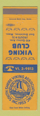 Matchbook Cover - Viking Club East Braintree MA