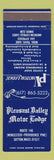 Matchbook Cover - Pleasant Valley Motor Lodge Sutton MA