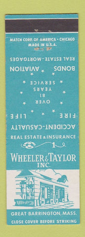 Matchbook Cover - Wheeler & Taylor Insurance Real Estate Great Barrington MA