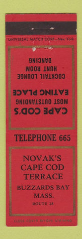 Matchbook Cover - Novak's Cape Cod Terrace Buzzards Bay MA