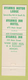 Matchbook Cover - Hyannis Inn MA