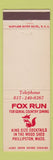 Matchbook Cover - Fox Run Restaurant Phillipston MA