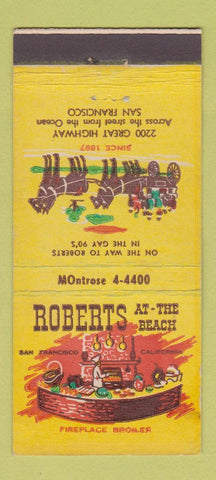 Matchbook Cover - Roberts Restaurant San Francisco CA 21 Strike Feature