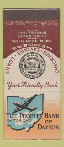 Matchbook Cover - Peoples Bank of Dayton OH 21 Strike Feature