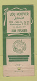 Matchbook Cover - Lou Hoover Florist Washington DC 21 Strike Feature