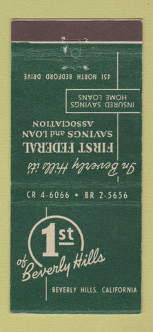 Matchbook Cover - 1st Federal Savings Beverly Hills CA 21 Strike Feature