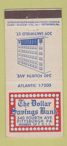 Matchbook Cover - Dollar Savings Bank Pittsburgh PA 21 Strike Feature