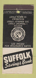 Matchbook Cover - Suffolk Savings Bank Boston MA Roslindale 21 Strike Feature