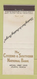 Matchbook Cover - Citizens Southern Nat Bank Atlanta GA WEAR 21 Strike Feature
