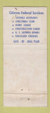 Matchbook Cover - Citizens Federal Savings Hialeah FL 21 Strike Feature