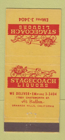 Matchbook Cover - Stagecoach Liquors Granada Hills CA 21 Strike Feature