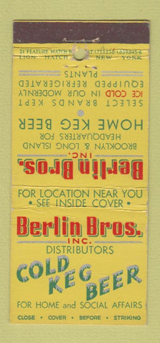 Matchbook Cover Berlin Bros Beer Distributors Flushing NY WEAR 21 Strike Feature