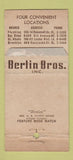 Matchbook Cover Berlin Bros Beer Distributors Flushing NY WEAR 21 Strike Feature