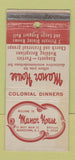 Matchbook Cover - Manor House Moorestown NJ 21 Strike Feature