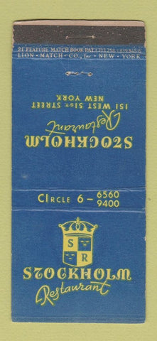 Matchbook Cover - Stockholm Restaurant New York City WEAR 21 Strike Feature