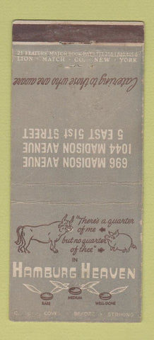 Matchbook Cover - Hamburg Heaven New York City 21 Strike Feature
