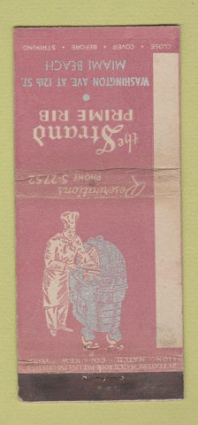 Matchbook Cover - The Strand Prime Rib Miami Beach FL WEAR 21 Strike Feature