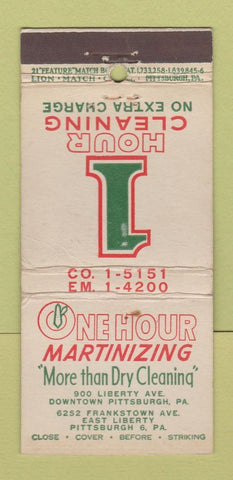 Matchbook Cover - One Hour Martinizing Pittsburgh PA Cleaning 21 Strike Feature