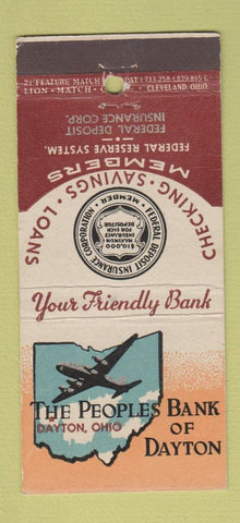 Matchbook Cover - Peoples Bank of Dayton OH 21 Strike Feature