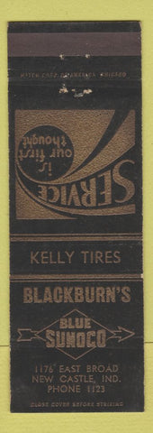 Matchbook Cover - Blackburn's Sunoco oil gas New Castle IN WEAR