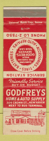 Matchbook Cover - Godfrey's Home Auto Supply New Haven CT Goodwill Tires