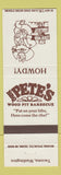 Matchbook Cover - Pete's BBQ Tacoma WA cowboy pig