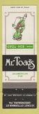 Matchbook Cover - Mr Toad's Greensburg PA frog
