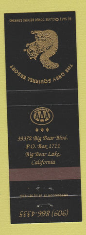 Matchbook Cover - The Grey Squirrel Resort Big Bear Lake CA