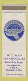 Matchbook Cover - WT Koop Insurance Minneapolis MN