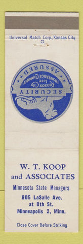 Matchbook Cover - WT Koop Insurance Minneapolis MN