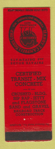 Matchbook Cover - Harry Campbell Sons Concrete Towson Baltimore MD WEAR