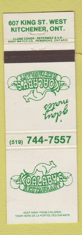 Matchbook Cover - Koalaby's Restaurant Kitchener ON Koala