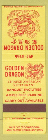 Matchbook Cover - Golden Dragon Chinese Restaurant Woodbridge VA #1