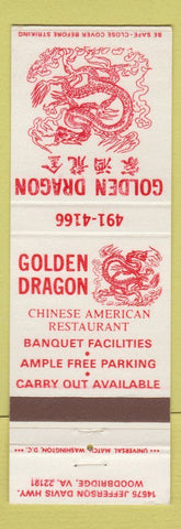 Matchbook Cover - Golden Dragon Chinese Restaurant Woodbridge VA #2