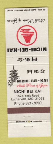 Matchbook Cover - Nichi Bei Kai Japanese Steak House Lutherville MD