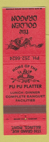 Matchbook Cover - The Golden Dragon Chinese Restaurant Billings MT