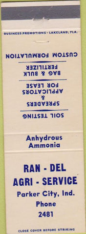 Matchbook Cover - Ran Del Agri Service Parker City IN crease
