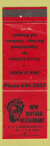 Matchbook Cover - New Buffalo Restaurant Duncannon PA WEAR