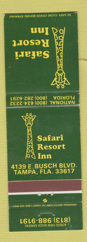 Matchbook Cover - Safari Resort Inn Tampa FL Giraffe