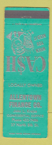 Matchbook Cover - Allentown Finance PA WEAR