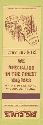 Matchbook Cover - Big Elm's Restaurant Valparaiso IN pig