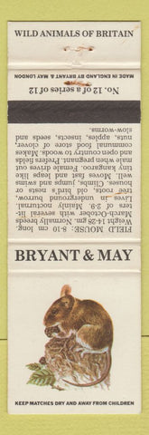 Matchbook Cover - Bryant and May UK Wild Animals Field Mouse