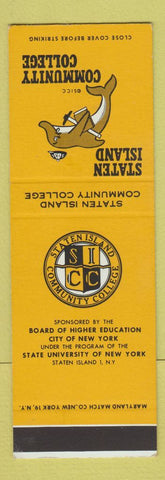 Matchbook Cover - Staten Island Community College Dolphin NY SAMPLE
