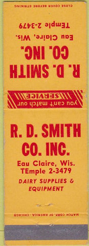 Matchbook Cover - RD Smith Co Eau Claire WI Dairy supply